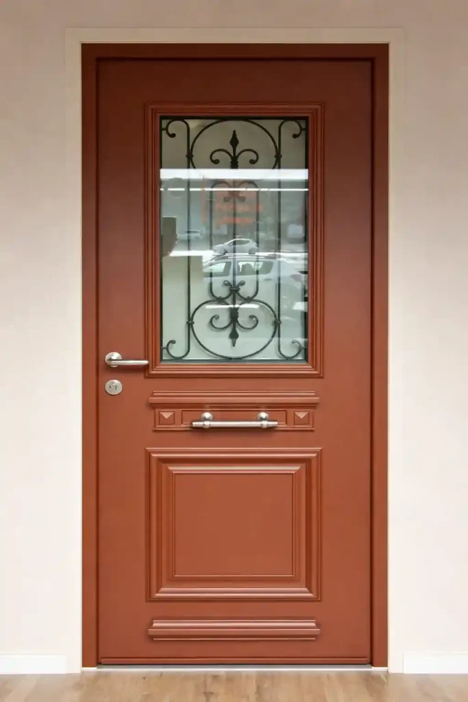 porte tradi Alu-avec-grille-et-vitrage-deco-renov fermetures & ouverture system
